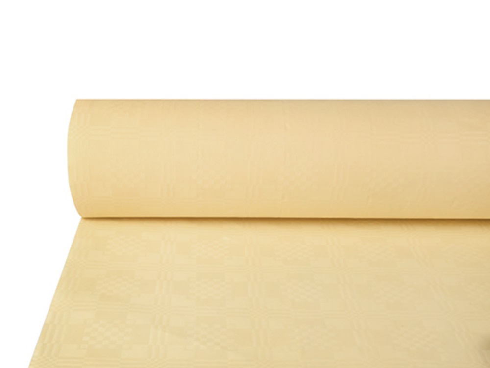 Papiertischdecke Creme, Damastprägung – 50 M Rolle, 100 Cm Breit, Für Partys & Events